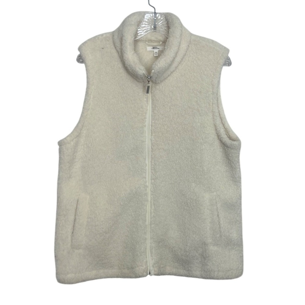 Maurices Sherpa Fleece Zip Up Vest‎ Large White New WOT Fall Winter Fuzzy